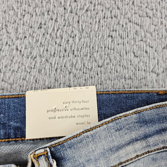 mnml Jeans Mens 34 Blue X203 Stretch Denim Distressed Ripped Slim Fit - Picture 6 of 16